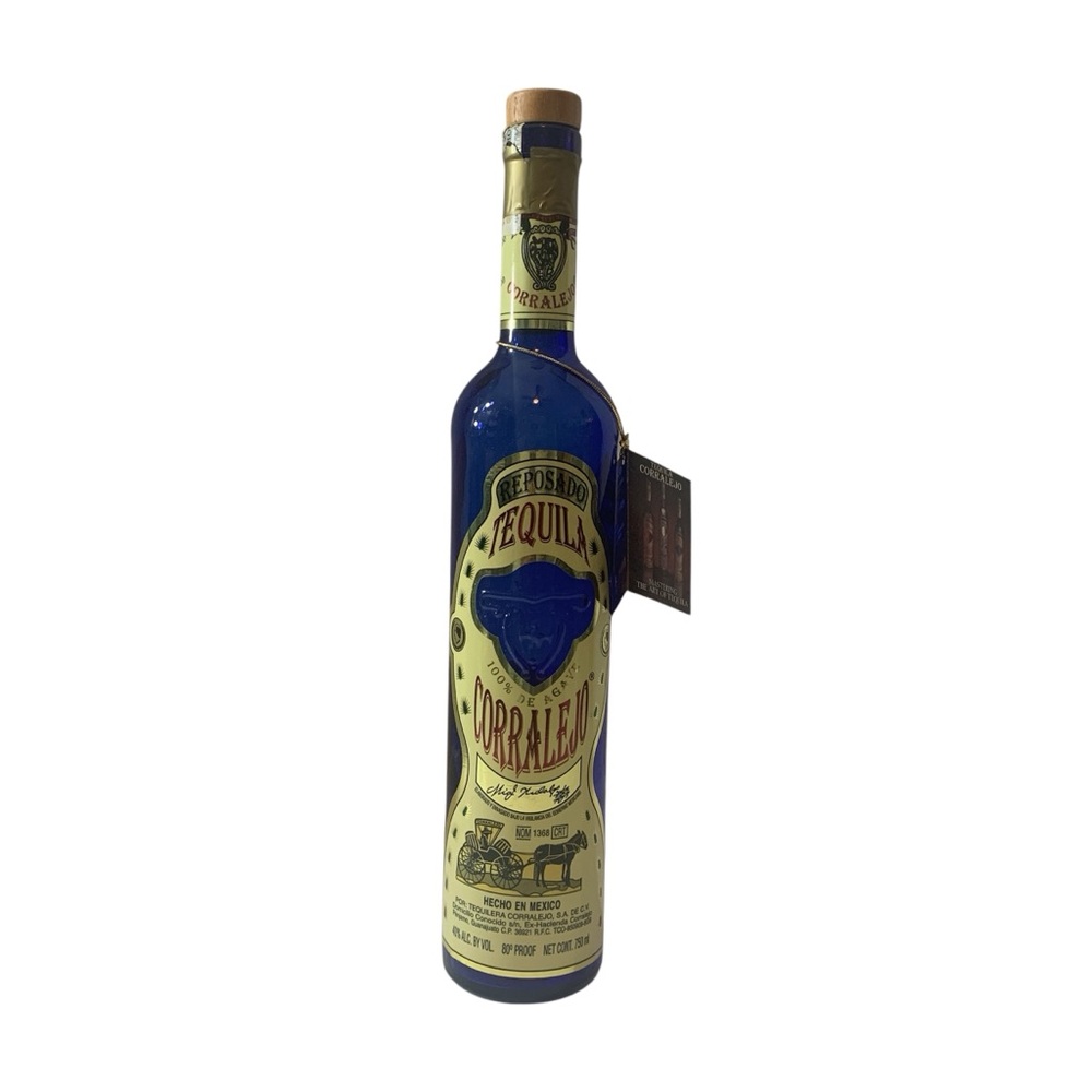 Corralejo Reposado Tequila Cobalt Blue 14.5” Empty Bottle w/Cork Designer